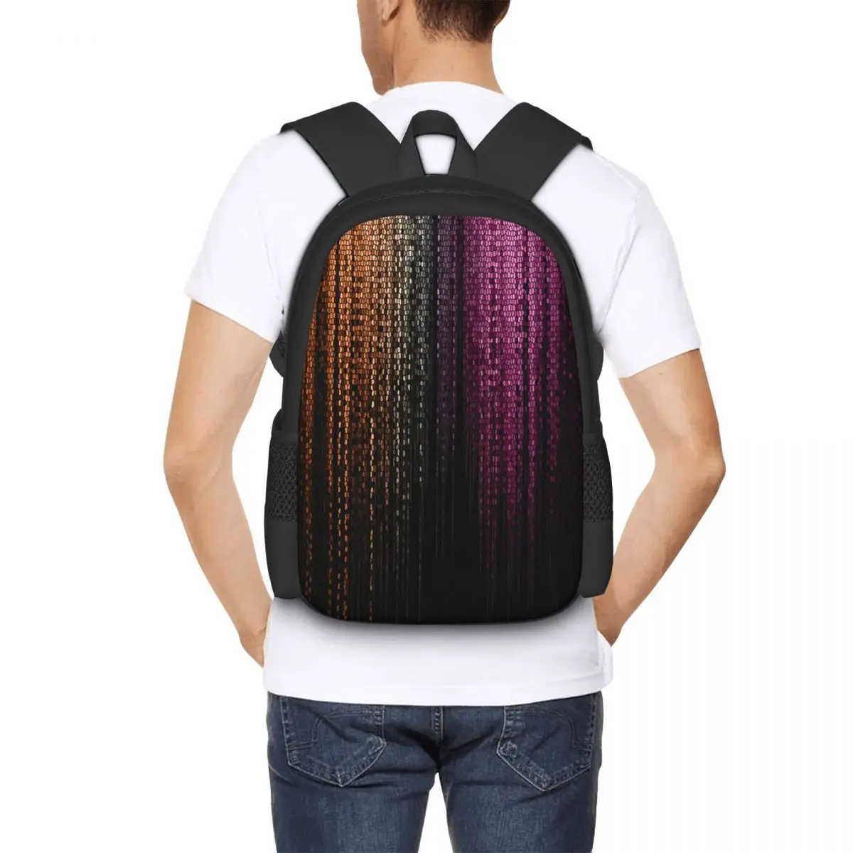 

Faux Glitter Rainbow Pride Flag LGBT Gay Lesbian Student Backpack School Bag Hiking Travel Daypack for Bookbag Shoulder Bags