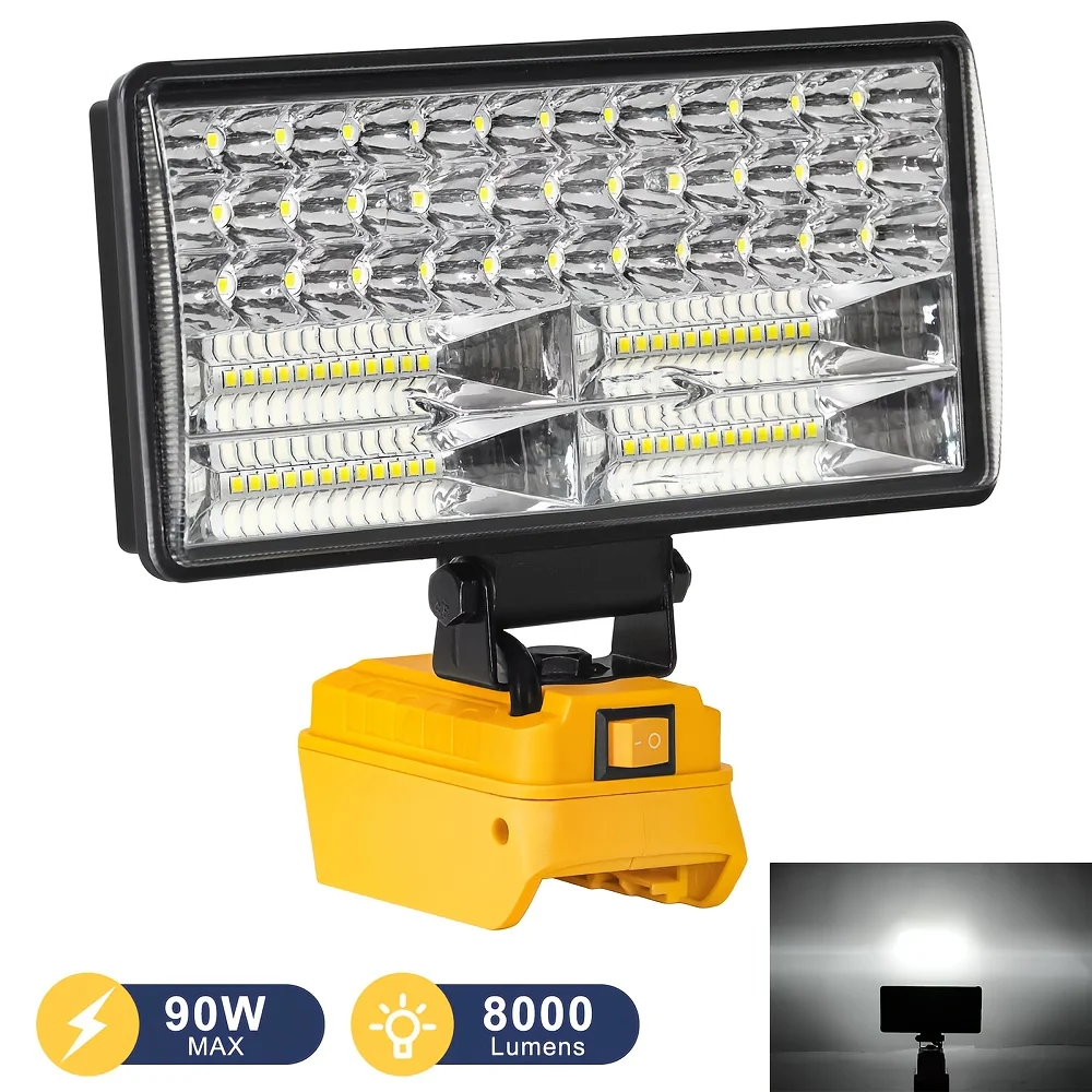 

1/2pcs Cordless LED Work Light for Dewalt 20V Battery, Adjustable Portable Flood Lights with USB Charging Port, Portable LED Flashlight for Work, for Job Site Lighting Outdoor Camping Garage Vehicle Lighting [Battery Not Included]