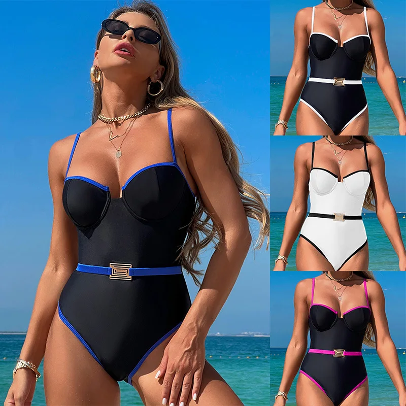 

Bathing Suit Women European And American Tight-fitting Swimsuit Women's High-end Conservative One-piece Swimsuit Ins Wind Cover