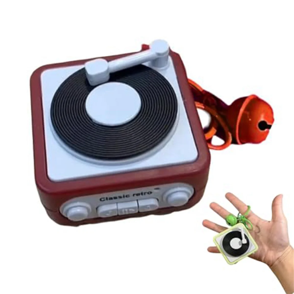 ONCE Mini Retro Tape Recorder Keychain Portable Keychain Retro Tape Recorder Couple'S Gift Keychain Mini Recordable Red