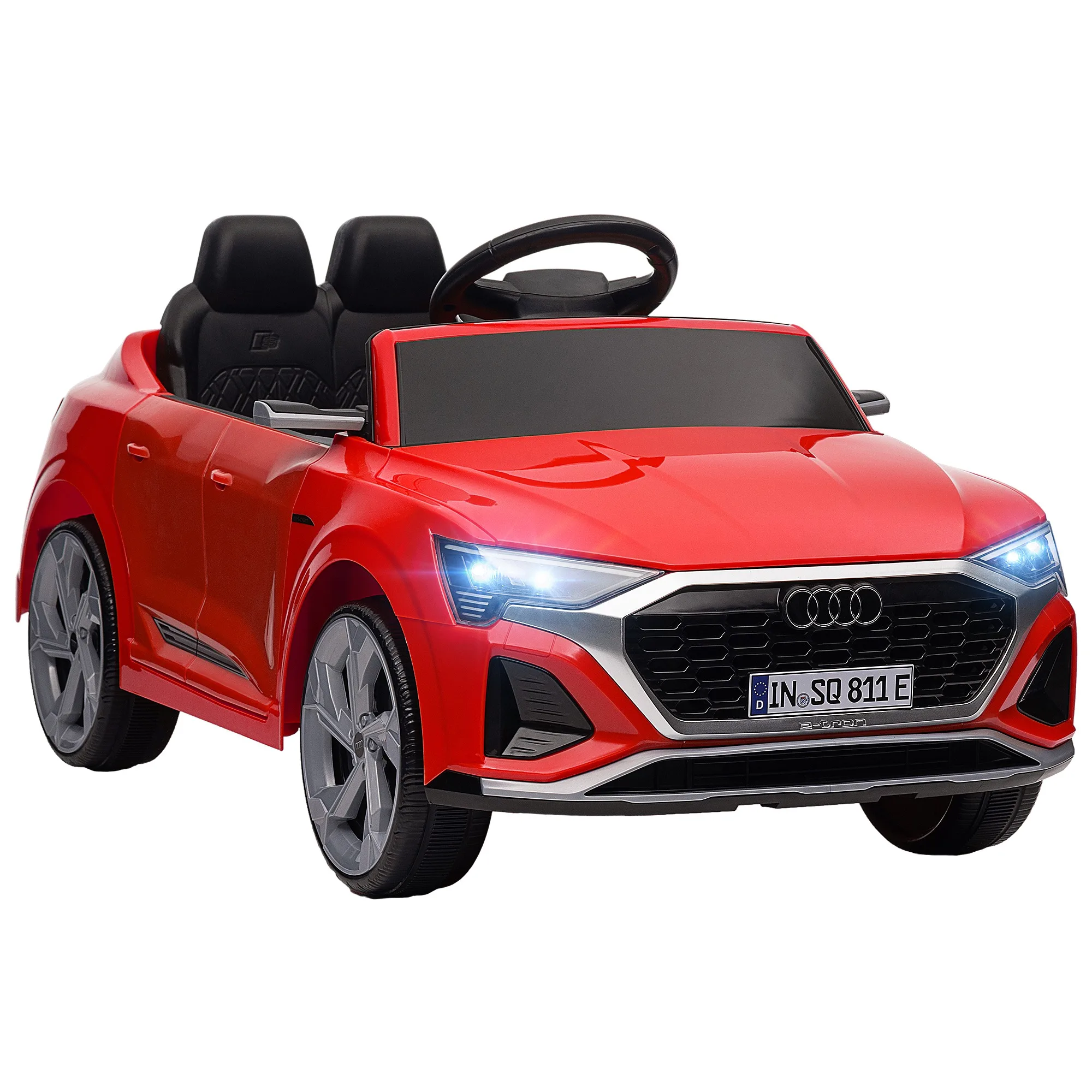 Aiyaplay elektrische auto voor kinderen Audi Q8 Etron Sportback met licentieafstandsbediening koplampen hoorn en muziek grijs - afbeelding 2