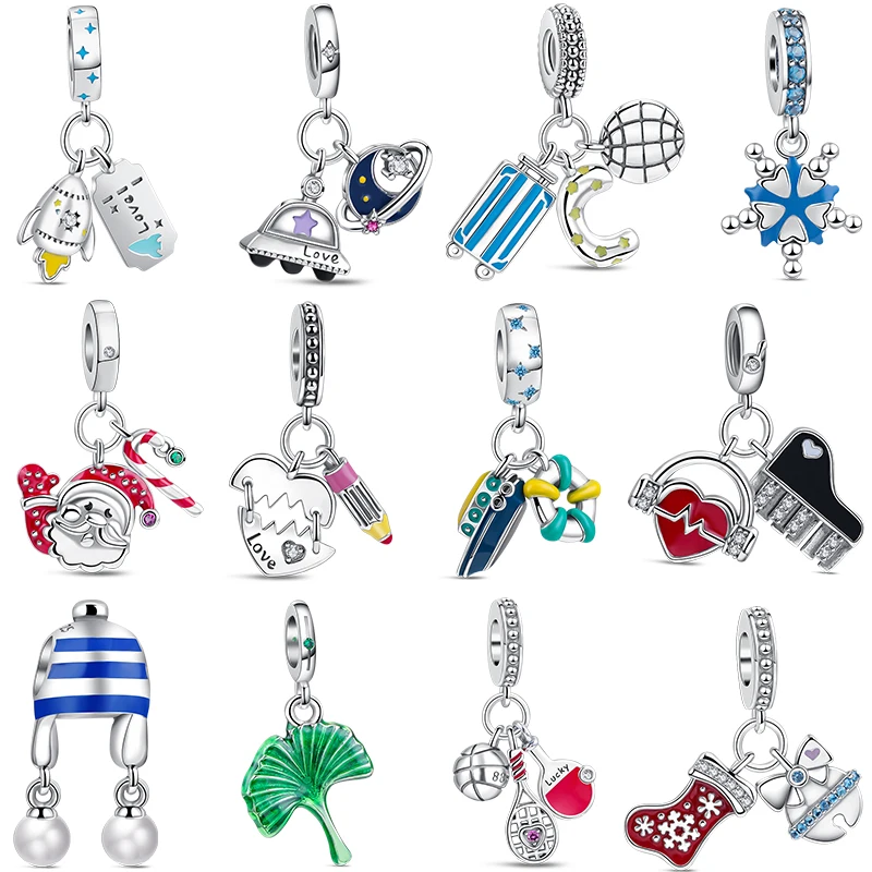 

Новинка 2024 г., Очаровательная шапка для кораблей, космических кораблей, багажа, Санта-Клауса, кораблей, листьев гинкго, хороший подарок, подходит для оригинального браслета Pandora для женщин