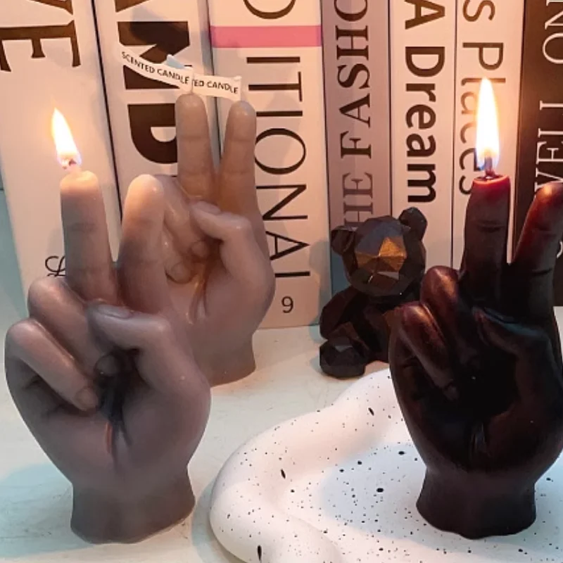 اكسسوارات ديكور منزلي النصر لفتة إصبع على شكل شمعة الروائح مضحك ضيف هدية شمعة الإبداع الحديث