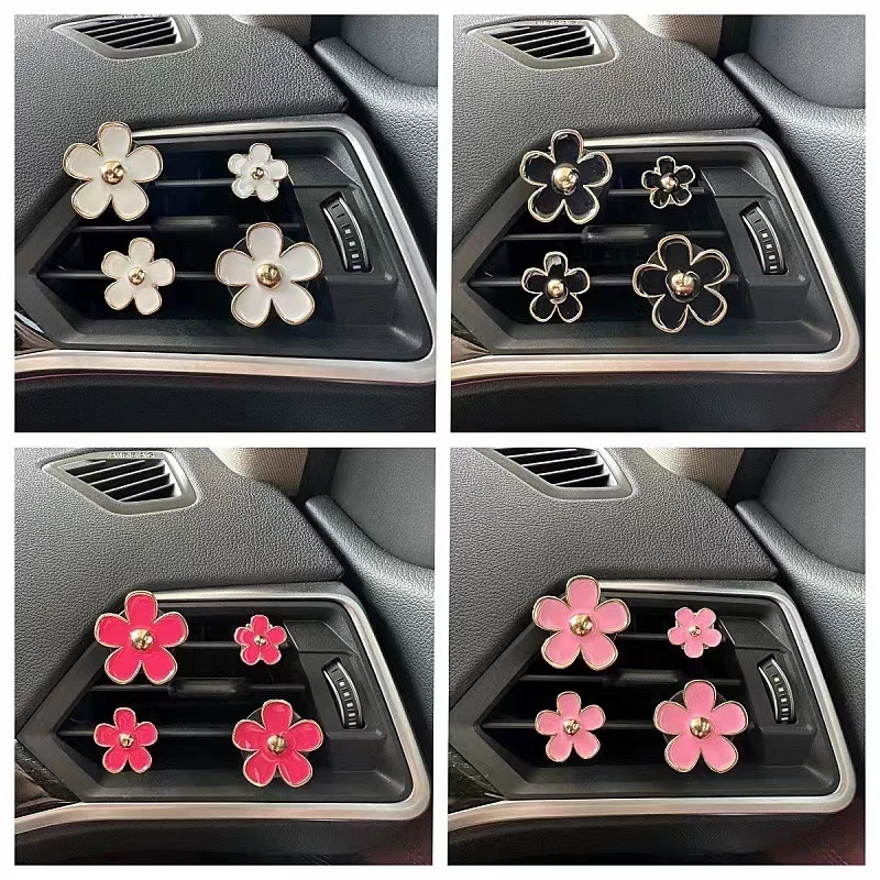 4 Pcs Air Freshener Alloy Small Chrysanthemum Car Perfume Accessories Cute Vent Clips Decor Car Interior Accessories