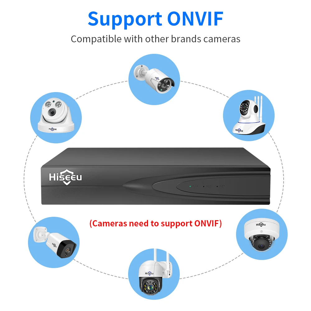 Hiseeu H.265+ HEVC 8CH 16CH 32CH CCTV NVR 4K 8MP 5MP 4MP 3MP 2MP IP Network Video Recorder For Surveillance Camera System Kit