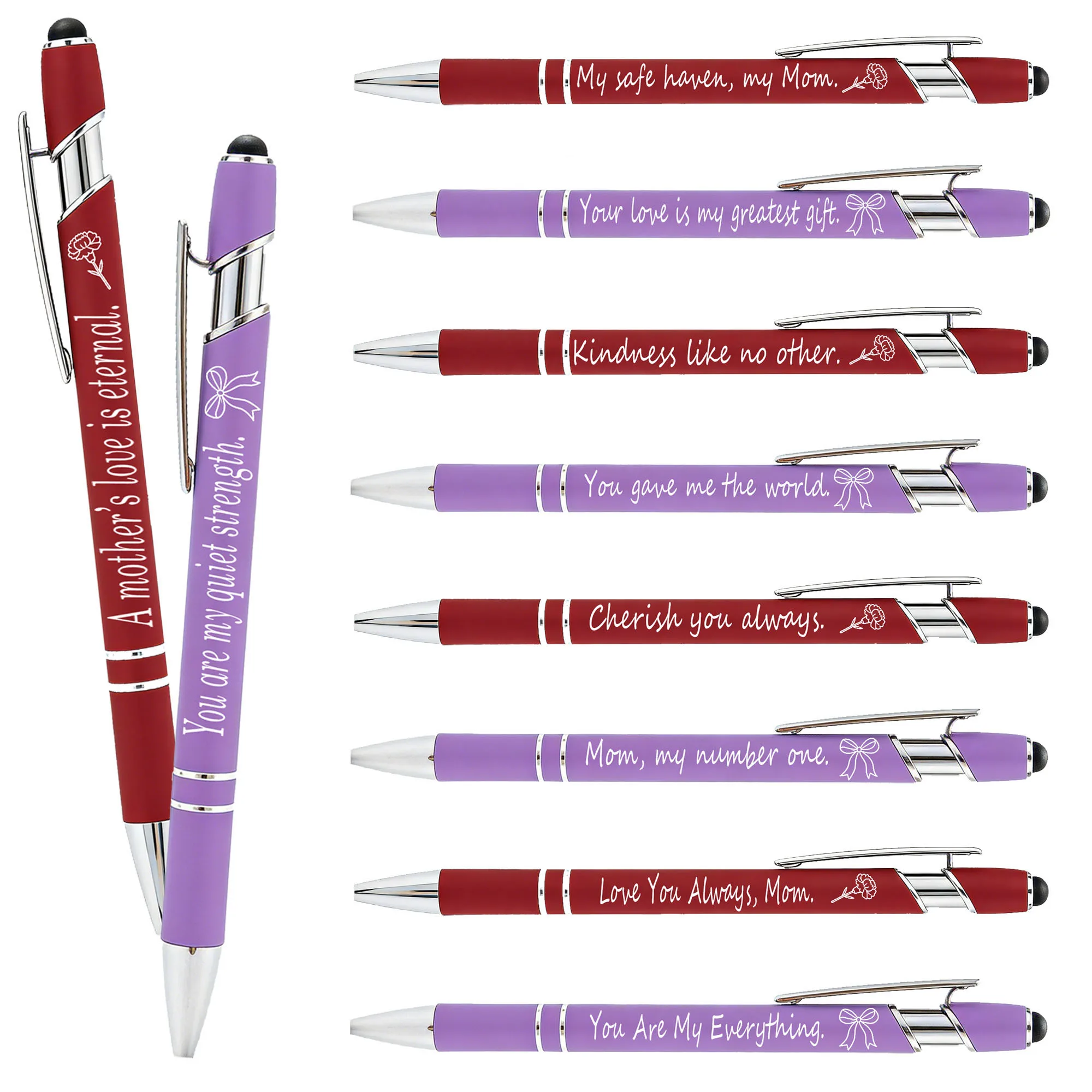 

10/12 шт. шариковых ручек с гравировкой на тему Дня матери, подарочные ручки с праздничной тематикой