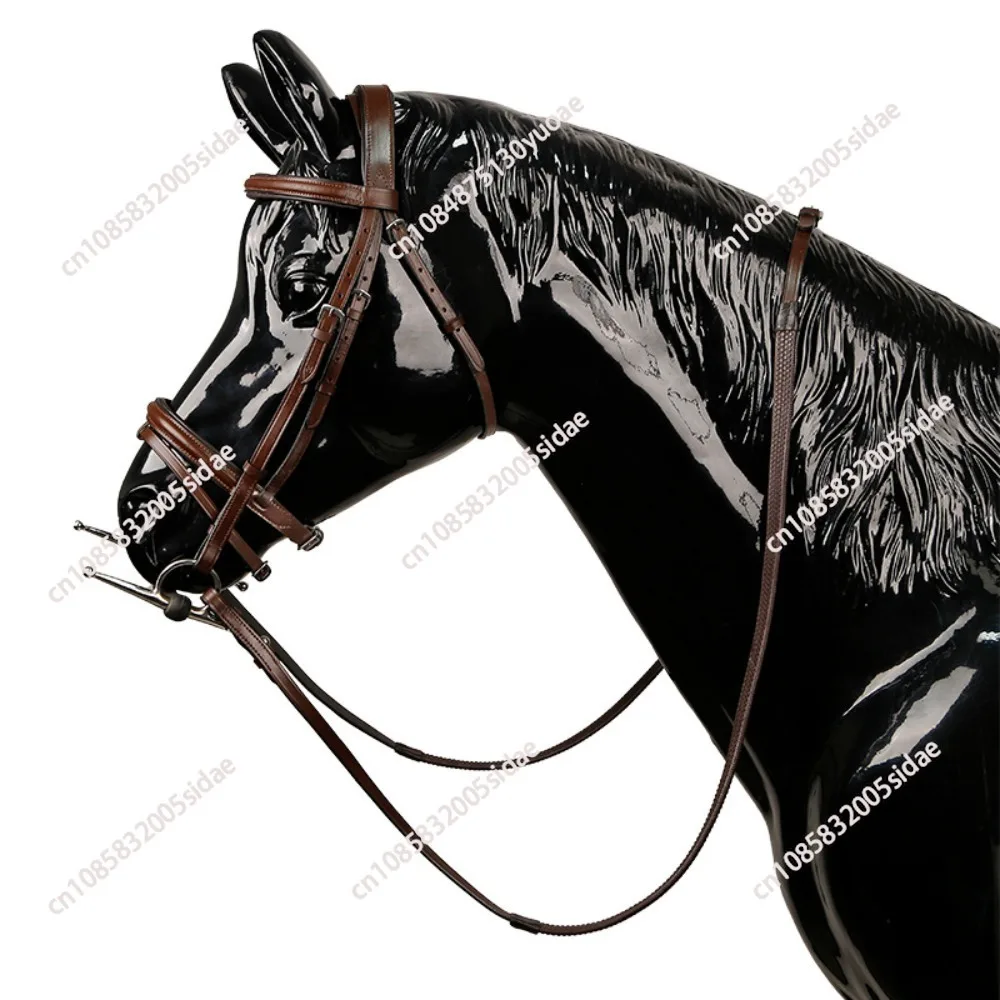 cavassion riding horse equestrian equipments bridle cowhide leather brown color S M L size with rubber reins