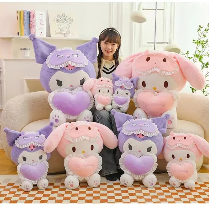 Kawai Love Kuromi My Melody Doll Knuffels Schattige kinderen Kussenpoppen om verjaardagscadeaus voor meisjes te sturen