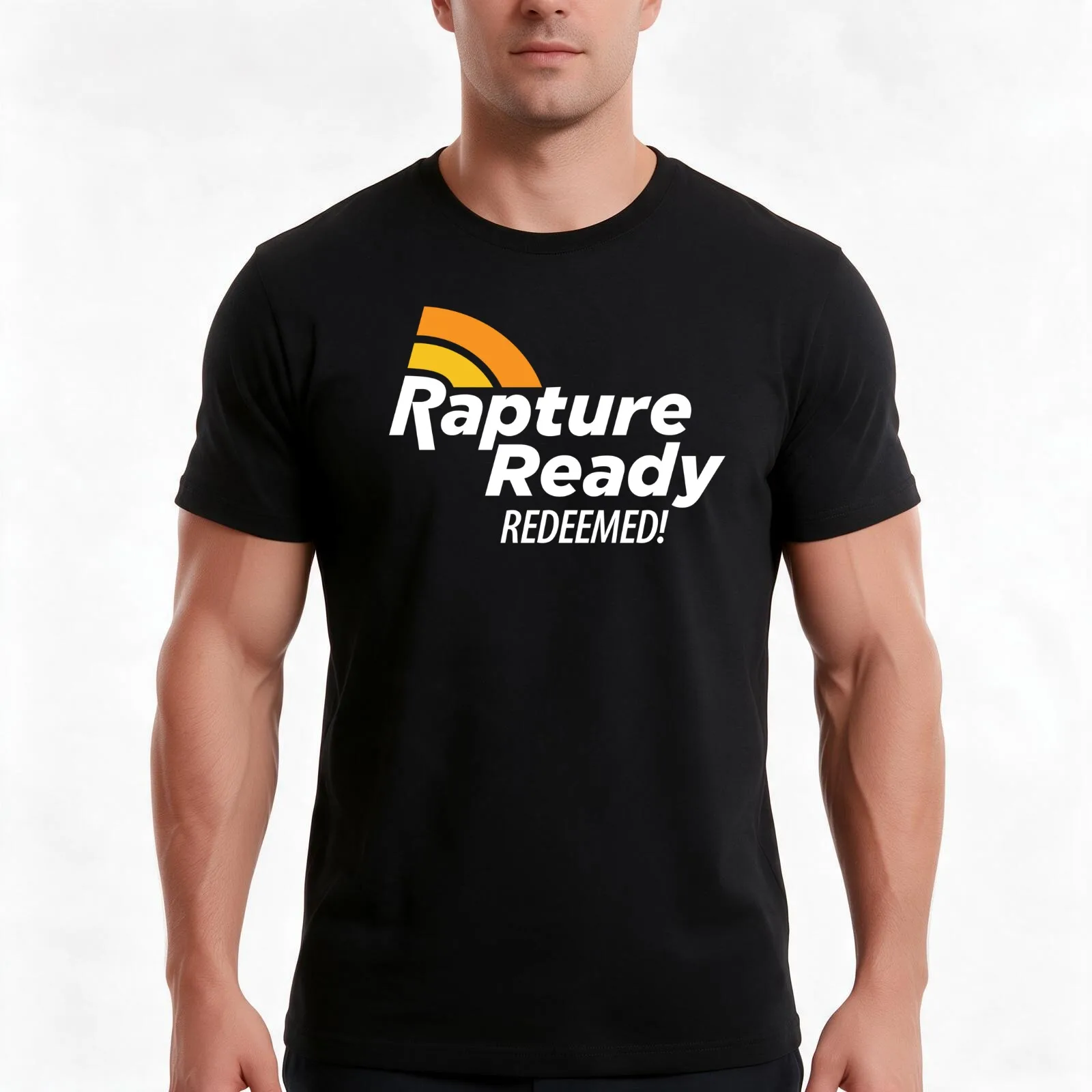 Rapture Ready! (White Text) T-Shirt Summer Casual Cotton Tee Oversized Streetwear Tops Vintage Graphic Print 100% Cotton