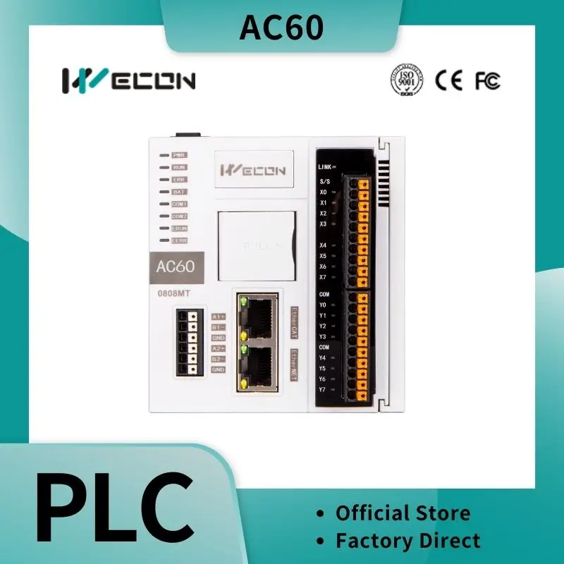 Wecon Codesys EtherCAT PLC AC60-0808MT-D, Motion Control, CNC, Robotic, EtherNet/IP, Programmable Logic Controller FB/FC ST