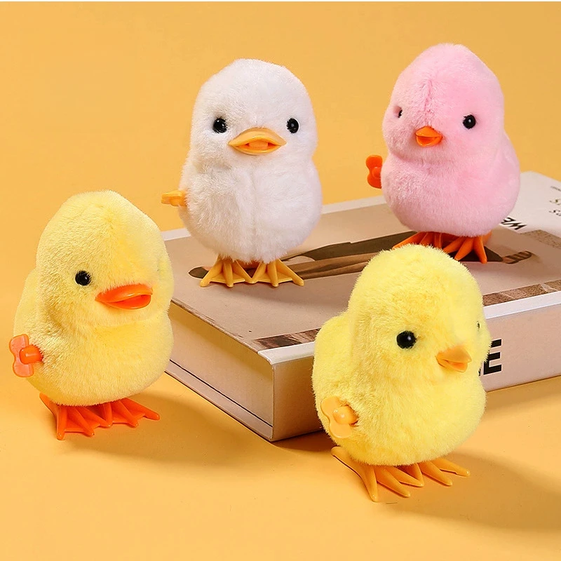 Little Duck Wind Up Toys Jumping Chick Cute Plush Simulation Educational Walking Plush Fur Chicken Interesting-Toys For Kids