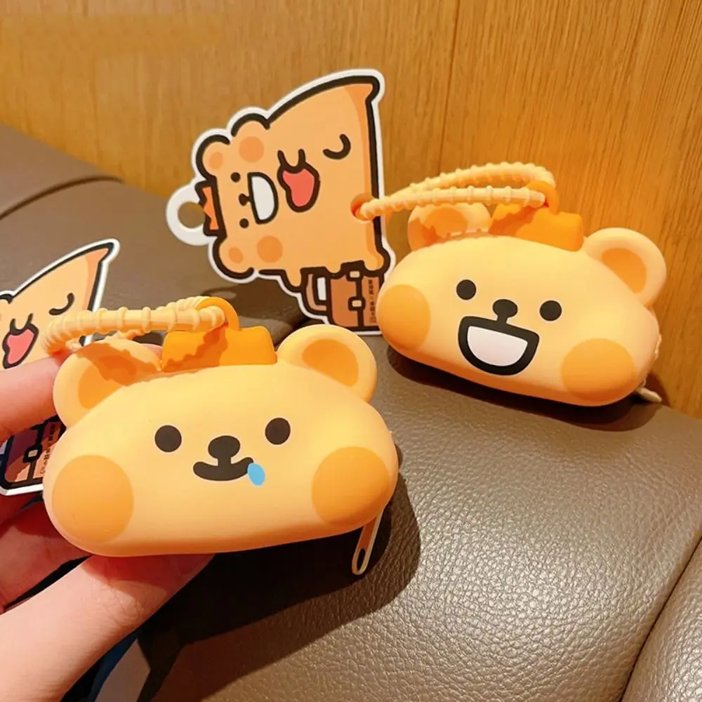 

Wallet Bear Coin Purse Keychain Dust-proof Anti-Lost Mini Silicone Key Bag Trinket Bag Decoration Cartoon Earphone Storage Bag