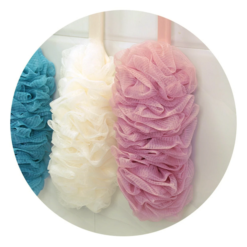 

2Pcs Sponge Bath Flowers Scrubber Ball Long Handled Back Scrubber Bathing Brush Exfoliating Nylon Bristle Dead Skin