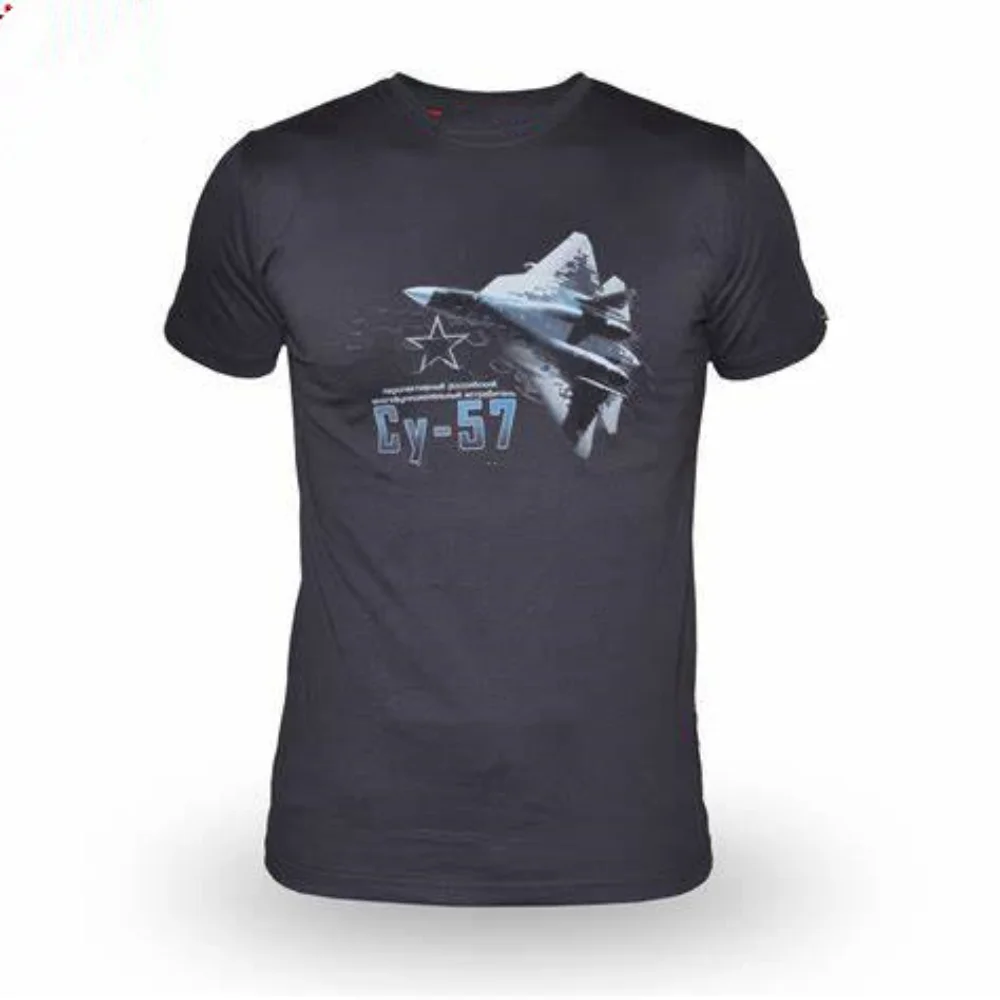 Russian Cy-57 Sukhoi Su-57 Stealth Fighter T-Shirt 100% Cotton O-Neck Summer Short Sleeve Casual Mens T-shirt Size S-3XL