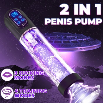 Elektrikli Penis Pompası IPX7 Su Geçirmez Yetişkin Seks Oyuncakları Dick Büyütücü Erkekler için Ereksiyon Penis Büyütme Masturbator Seks Oyuncakları Erkekler için