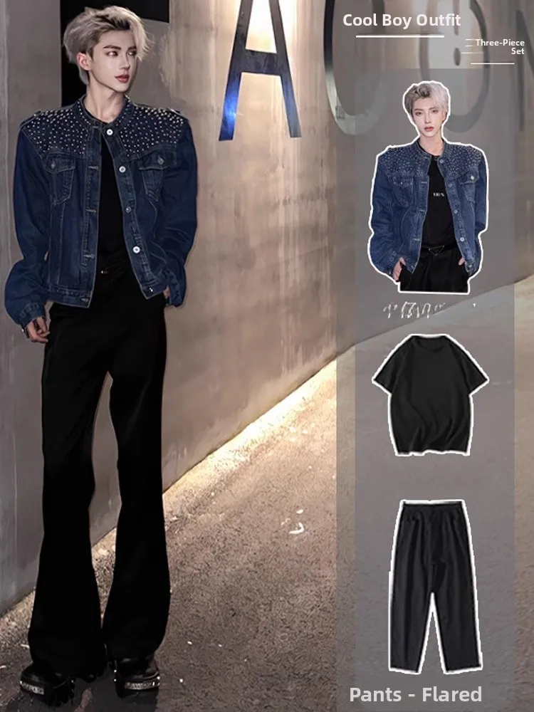 

Мужская модная джинсовая одежда Jaet с подкладкой, рабочая одежда Jaet, осень-зима, маленький дизайнерский комплект, повседневный комплект