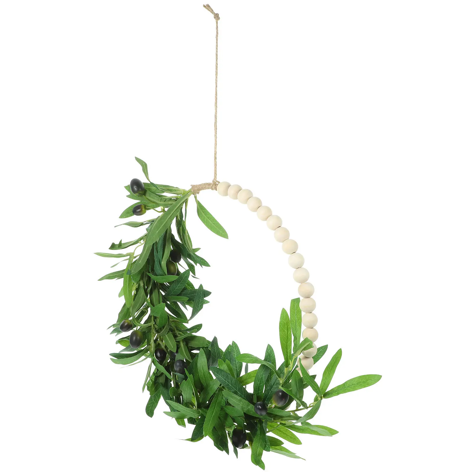 

Emulation Olive Fruit Wood Beads Wreath Creative Elegant Design Home Wall Hanging Door Decoration Wedding Garland Home Decor