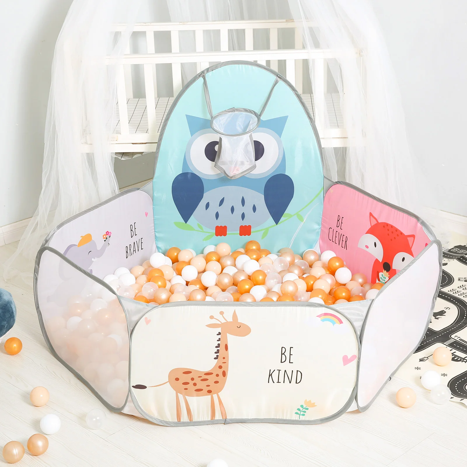 1 قطعة/مجموعة حفرة كروية قابلة للطي (بدون كرات) مع خيمة لعب بنمط سهلة التنظيف ومتينة للتفاعل بين الوالدين والطفل كهدية للأطفال #5