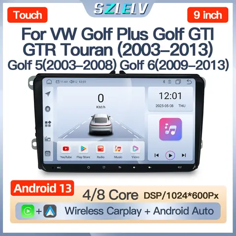 For Volkswagen VW Touran Golf 5 6 Plus GTI GTR Carplay Video Player Autoradio Car Radio Android BT Audio Auto Stereo Navigation
