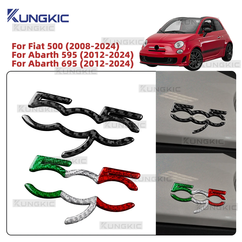 Hard Dry Carbon Fiber For Abarth 595 2007 2008 2009 2010-2024 Fiat 500 Tricolor Car Dash Badge Conversion Dashboard Trim Sticker