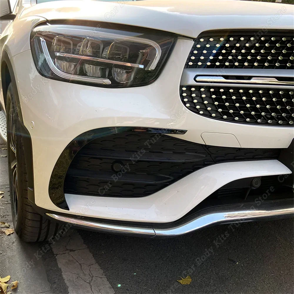 For Mercedes Benz GLC Front Bumper Spoiler Splitter Air Vent Fog Lamp Cover Grille Trim X253 C253 GLC200 300 350 GLC43 2019-2022