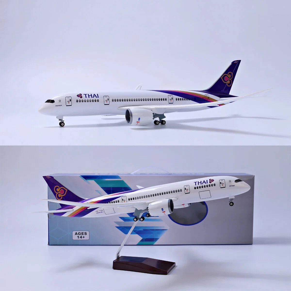 1/130 Large Scale Airplanes 43cm Thai Airways B787 Diecast Resin Airplane Model Kit with Stand for Aviation Collection Gift