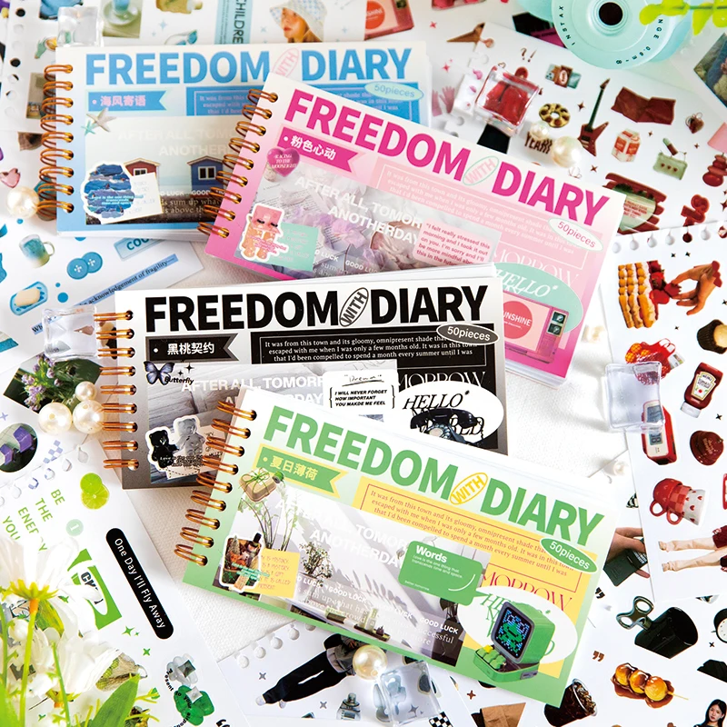 4packs/LOT Free diary series retro message PET sticker