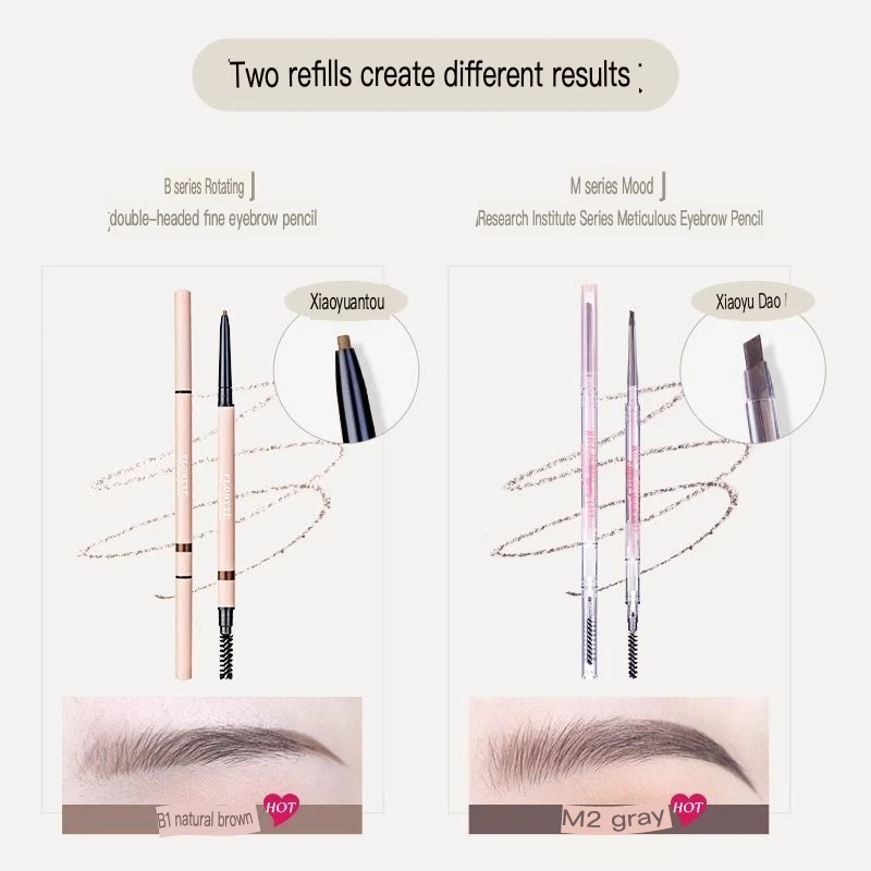 FLORTTE Hualoriya crayon imperméable longue durée Double extrémité Ultra-fin naturel étudiant novice sourcil sauvage ne se décolore pas