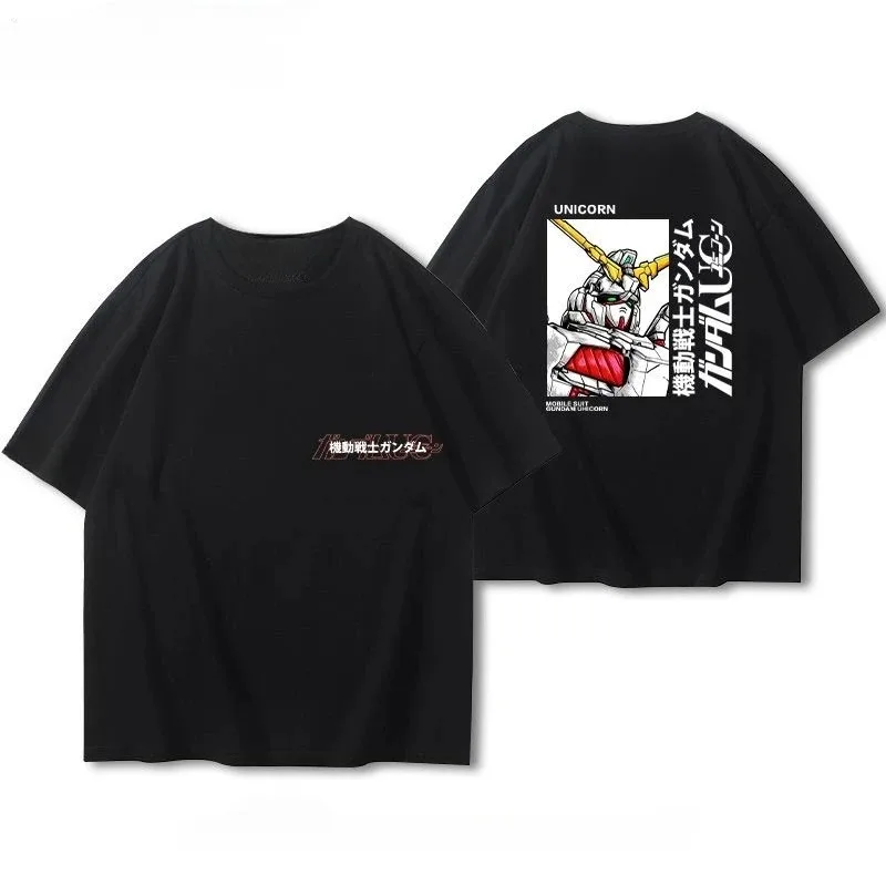 

Мужские и женские хлопковые футболки Gundam, лето 2026, с мультяшным принтом, свободный повседневный топ с короткими рукавами