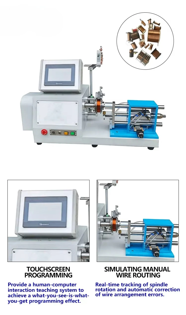 Einfache Bedienung, 0,2 mm–0,8 mm Kupferdraht-Spulenwickelmaschine für die Herstellung von Transformatorspulen mit Motorkernkomponenten