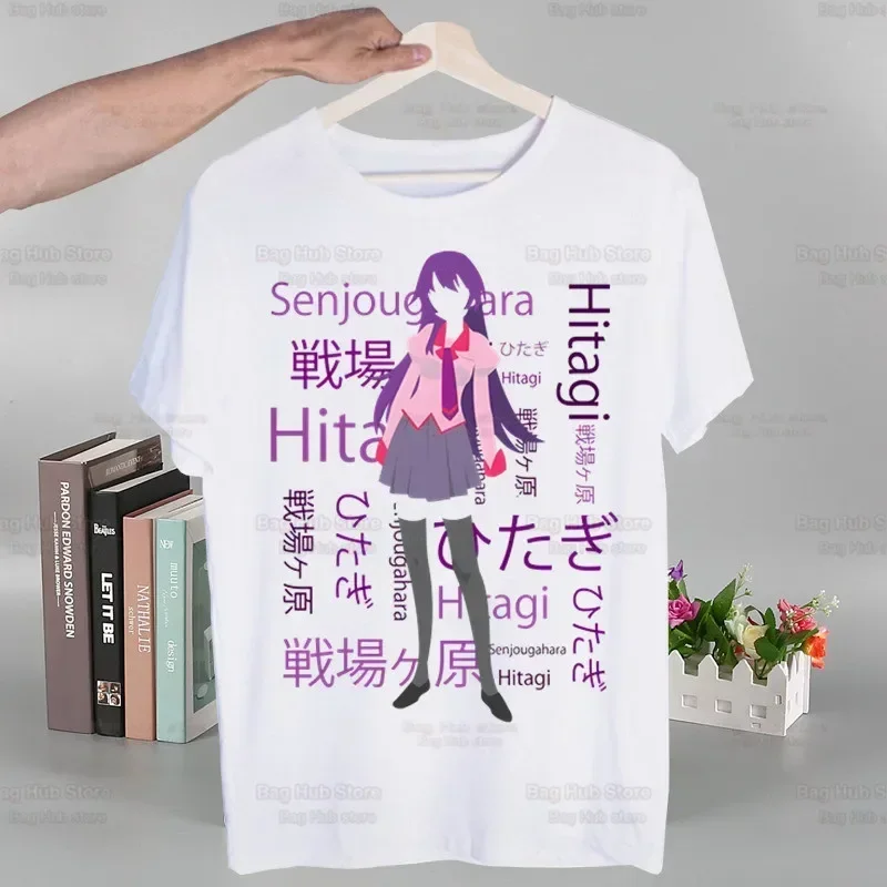 Bakemonogatari Senjougahara Oshino Shinobu Funny T Shirt Men Casual Short Sleeve Tshirt Homme Manga Unisex T-shirt Tees