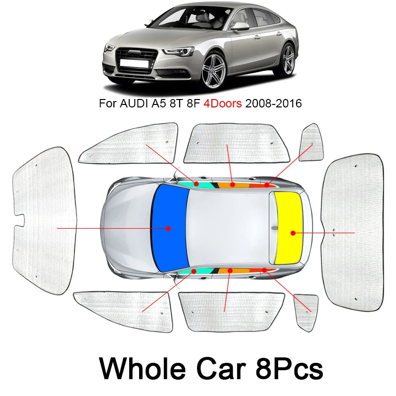 

Автомобильные солнцезащитные козырьки с защитой от ультрафиолета, занавеска на боковое окно, солнцезащитный козырек, лобовое стекло, автоаксессуары для Audi A5 8T 8F 8W6 2009-2025