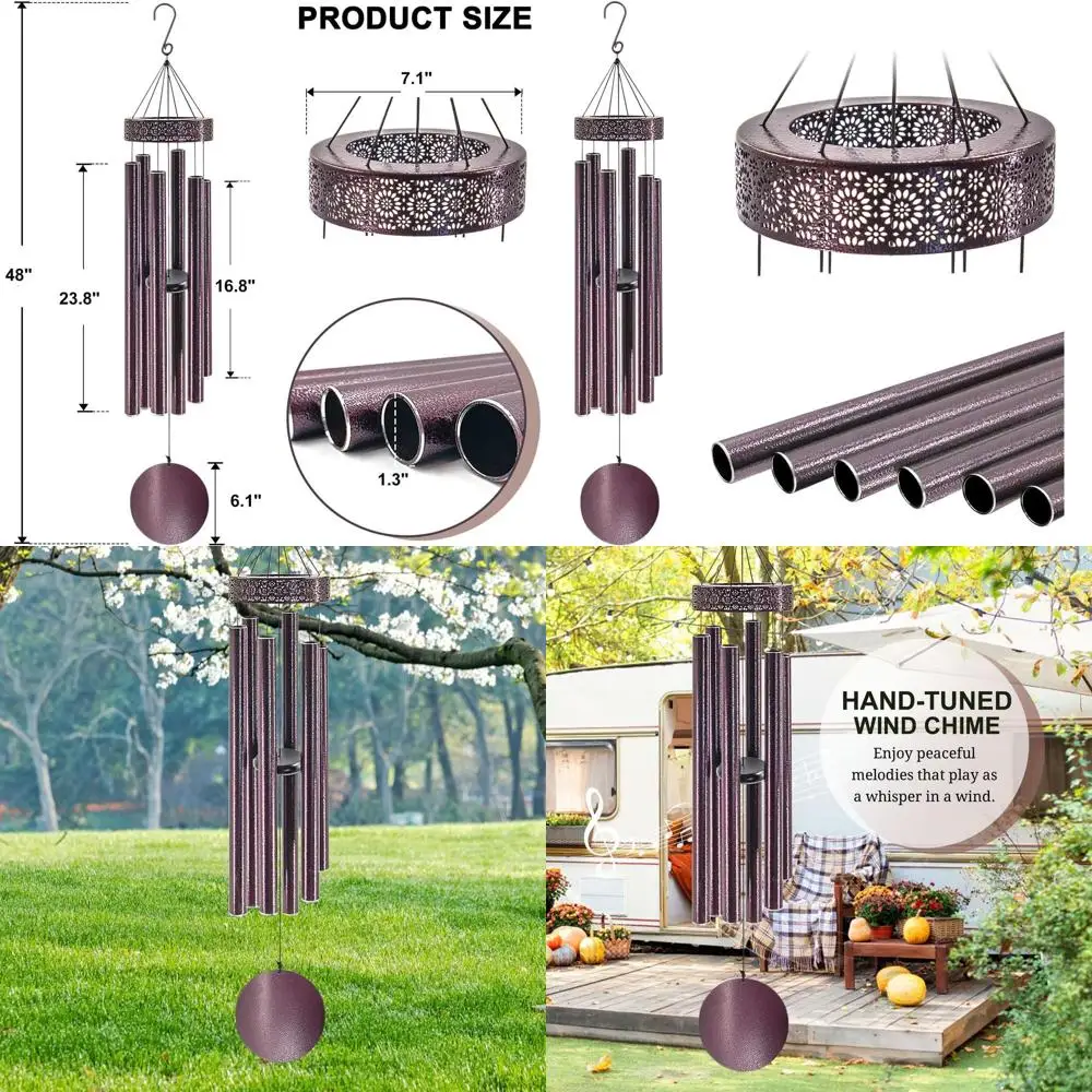 

Large Outdoor Memorial Wind Chimes with 6 Bronze Tubes for Deep Tones, Perfect for Garden Décor and Sympathy Gifts