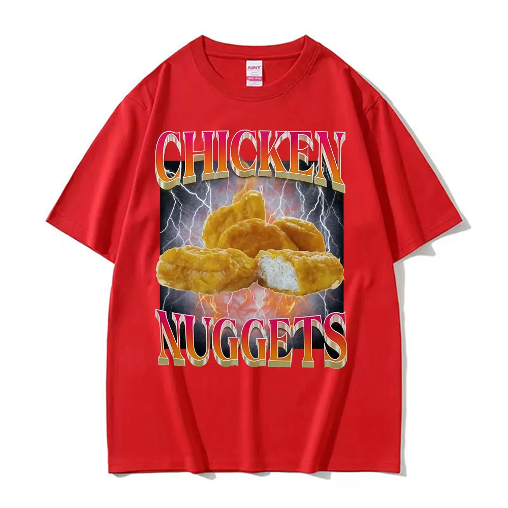 Drôle pépites de poulet Style Vintage Meme graphique T-shirt hommes femmes Hip Hop gothique surdimen