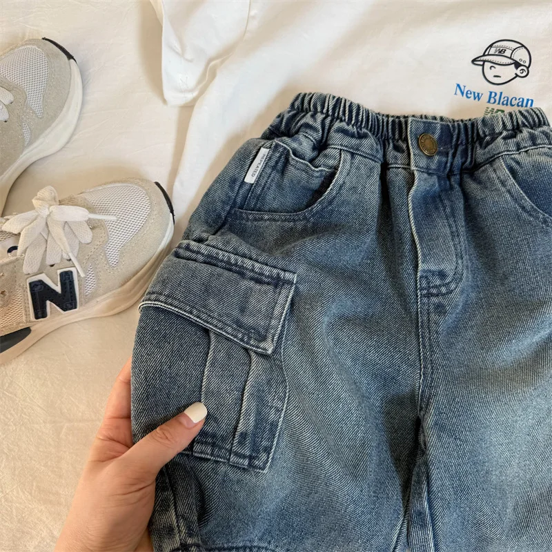 Children's shorts 2025 summer new boys and girls denim medium pants baby versatile five-point pants tide