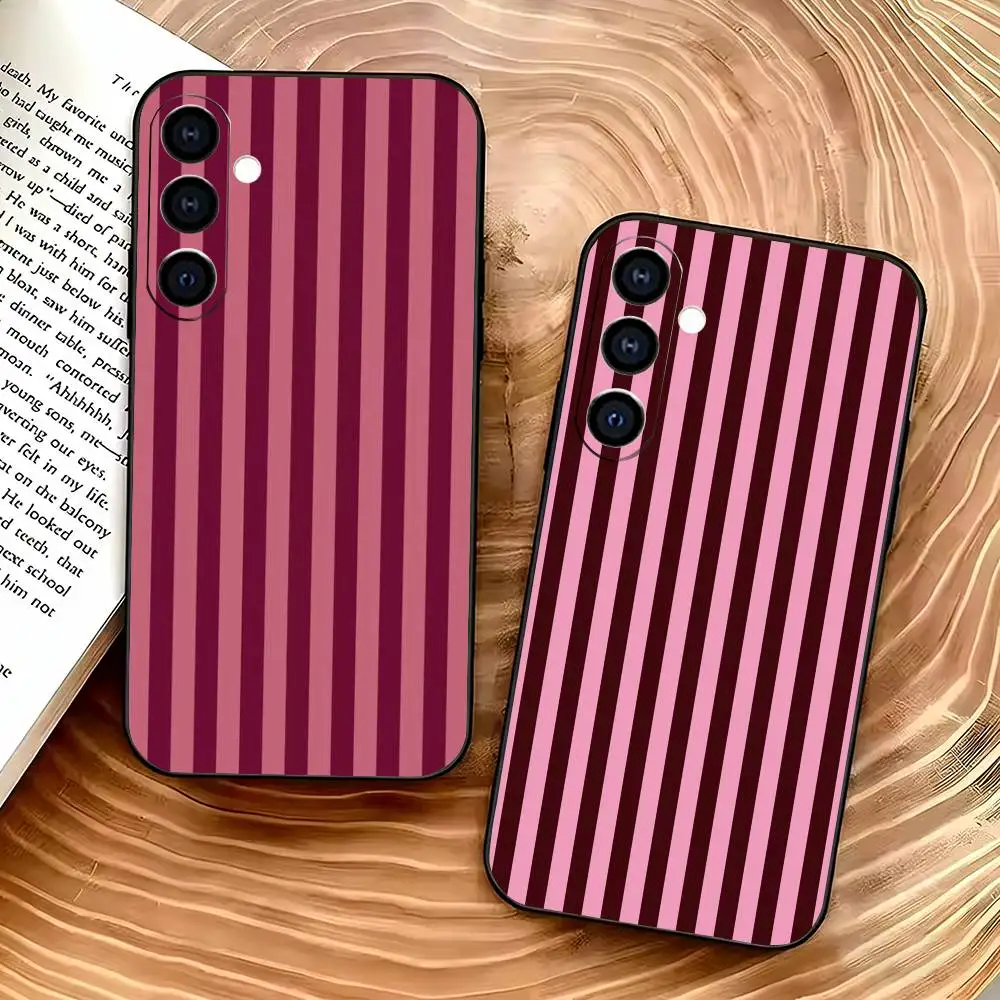 

Burgundy White Stripe pattern Phone Case For Samsung Galaxy A73,A72,A71,A70,A53,A52,A51,Others Soft Black Cover