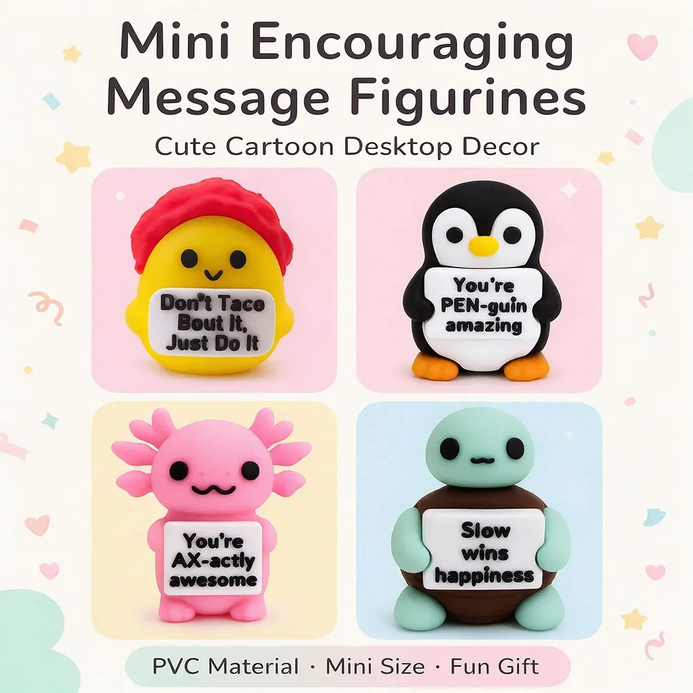 Cute Mini Motivational Figurines Soft PVC Rubber Toys Aesthetic Room Desk Decor Encouragement Gifts for Kids Women Christmas