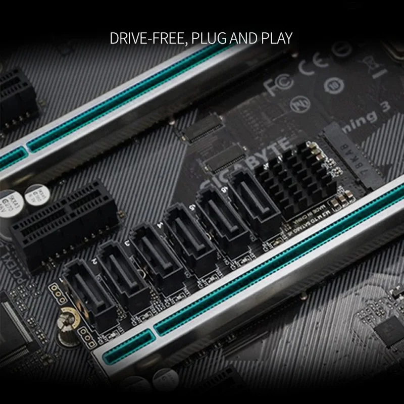 1/2pc m.2 nvme pci-e para 6 portas 3.0 sata adaptador inteligente cartão riser asm1166 6gb/s chassi servidor pc expansão de computador