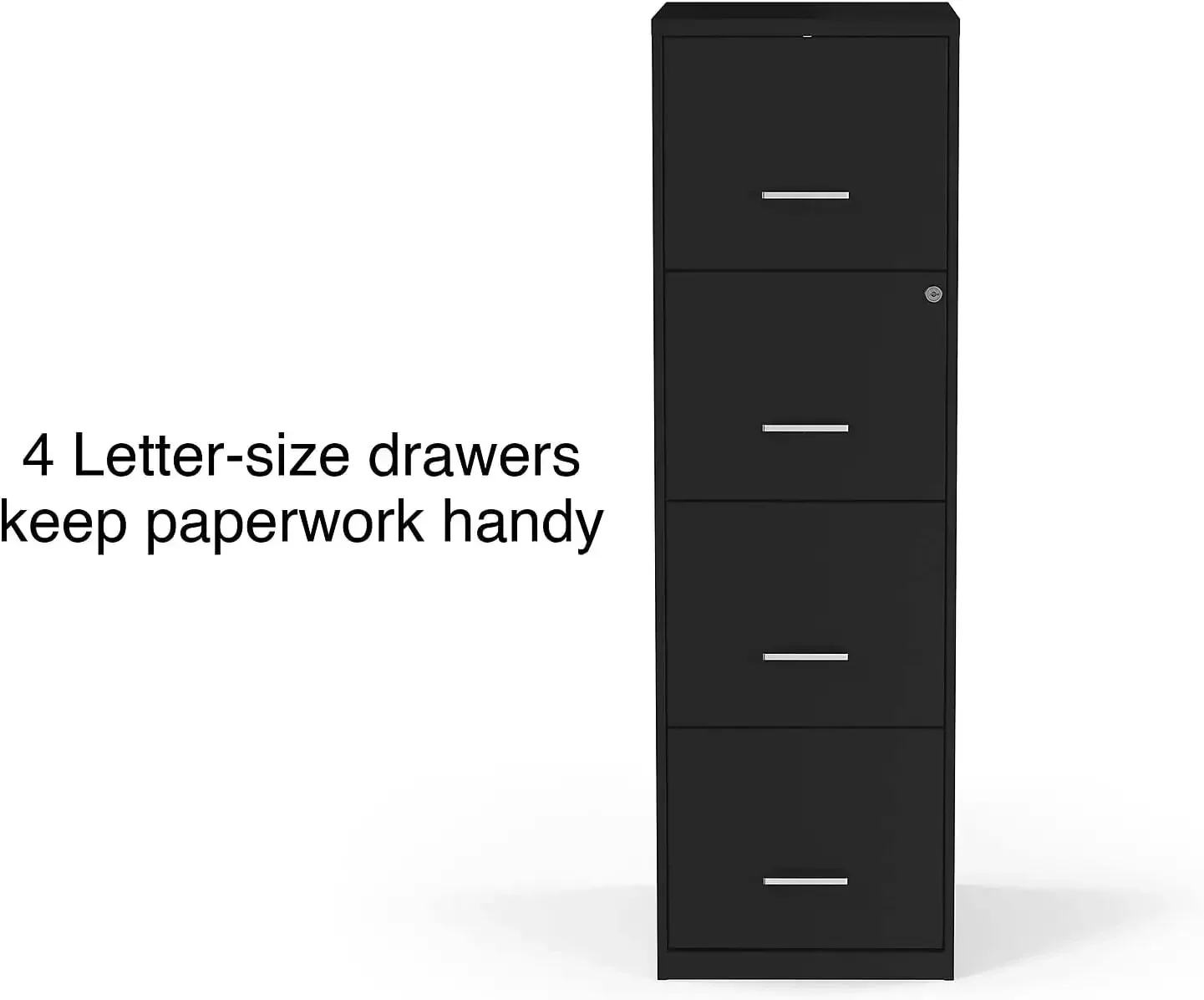 4-Drawer Vertical File Cabinet Locking Letter Black 18-Inch D (52152)