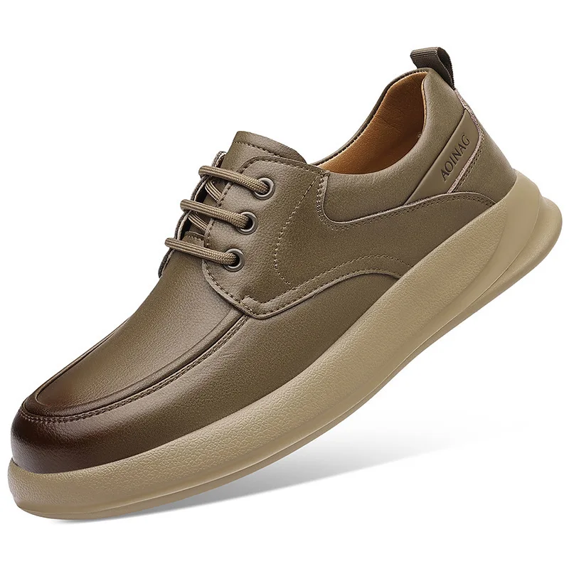 

Lace Designer Loafers for Men Solid Color Fashion Casual Leather Shoes Male Soft Sole Spring Autumn Driving Shoe Man