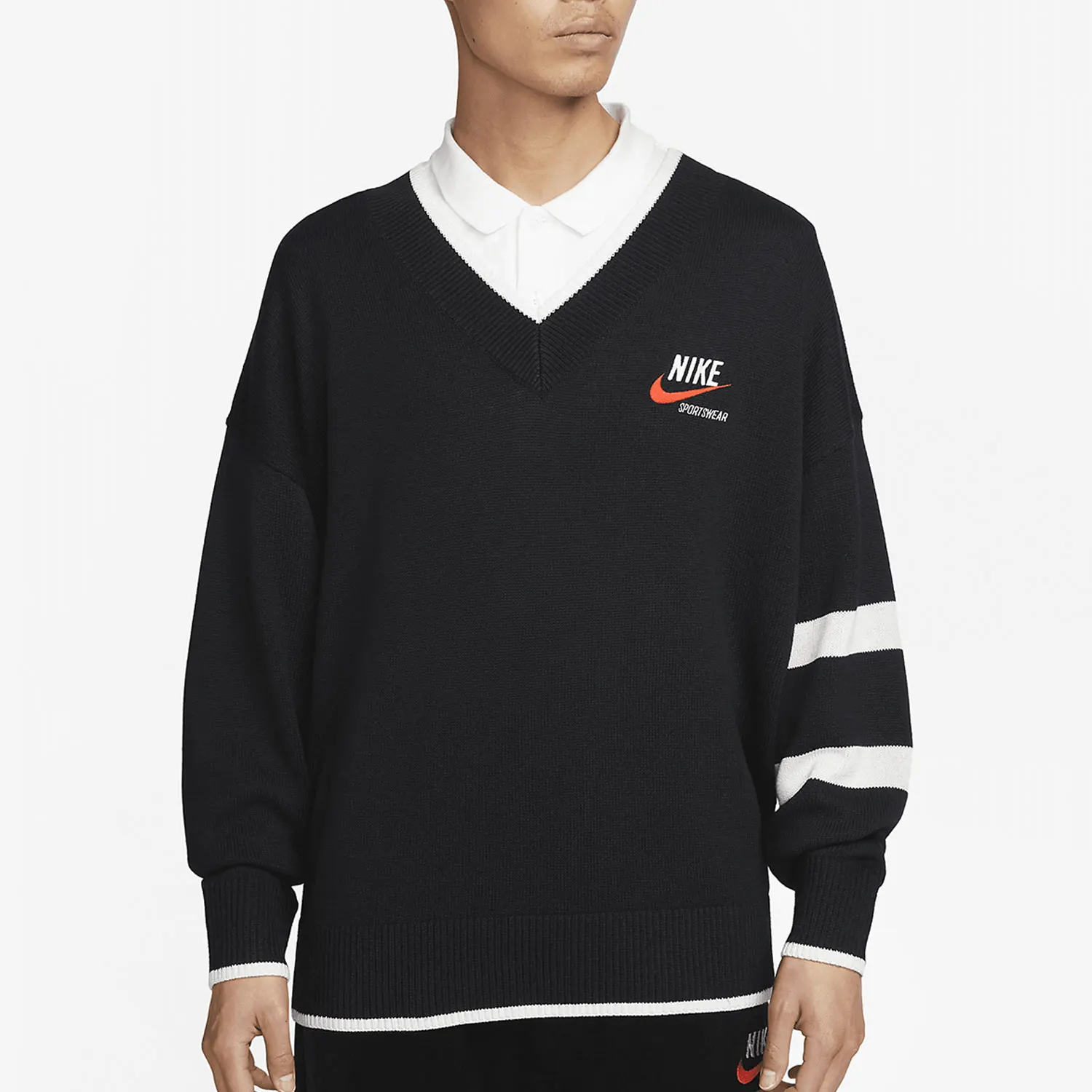 Sudadera Nike genuina de primavera para hombre, estilo retro, informal, de punto, con cuello en V, DX0009-010