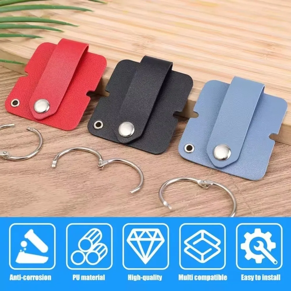 Cable Strap Leather Cable Clip Leather Buckle Compact Cable Wrap Organizer PU Leather Reusable Earphone Cord Holder