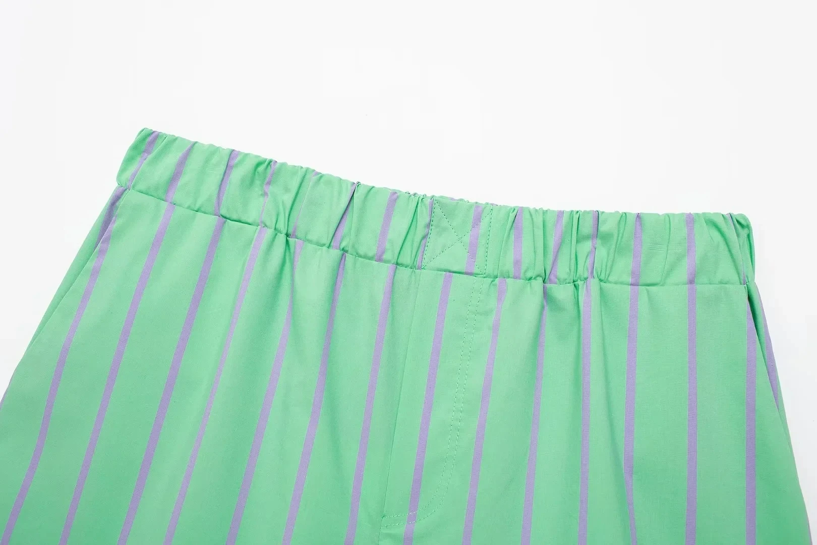 Modne spodnie damskie w paski, proste nogawki, nowość na lato, niski stan, poliester.