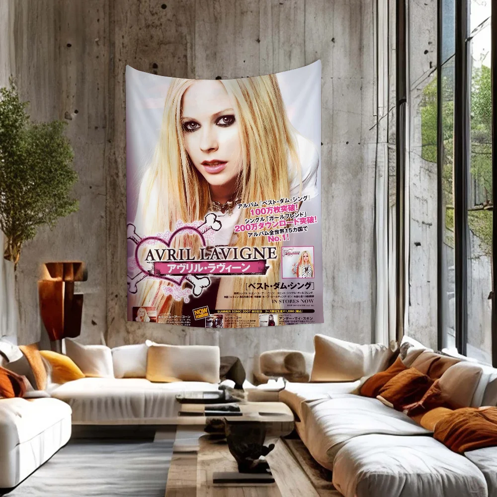 

Singer Avril Lavigne Anime Tapestry Hippie Flower Wall Carpets Dorm Decor Wall Hanging Home Decor