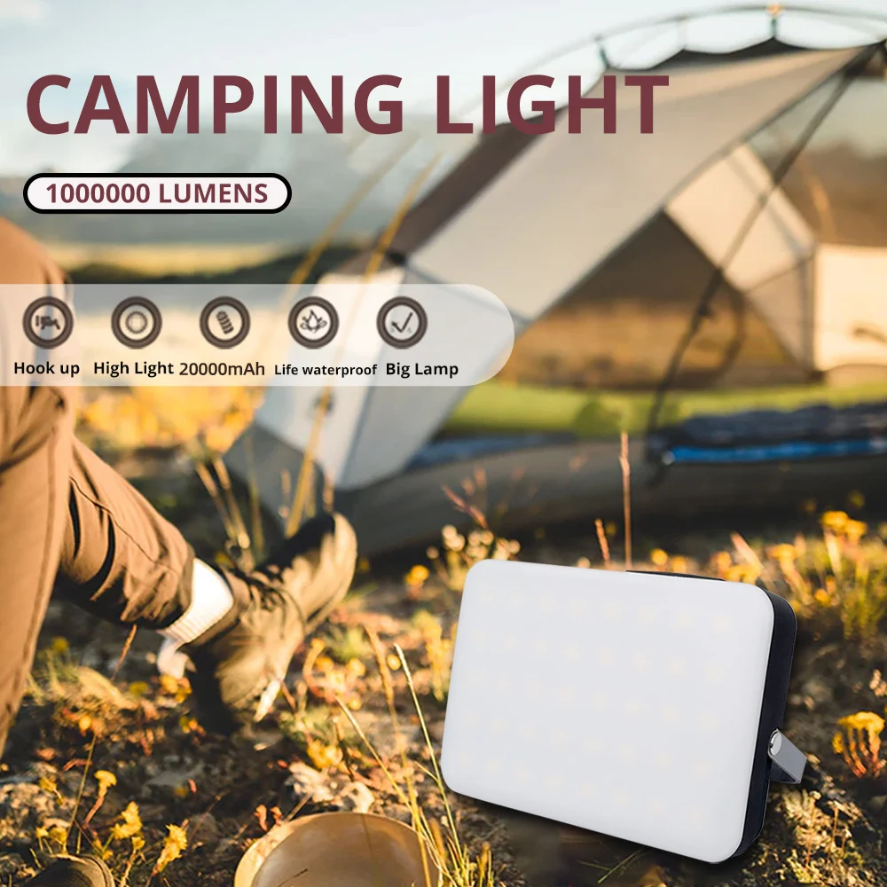 20000mah LED Tent Light Rechargeable Lantern Stepless dimming Emergency Night Market Light Outdoor Camping Bulb Lamp Flashlight