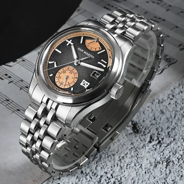 San Martin Men Automatic Watch 39mm Mechanical Wristwatch 10Bar Waterproof Luminous Sapphire Power Reserve Display Miyota 9132