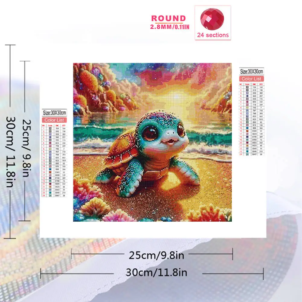 Momoart Seaside Diamond Mosaic Tortoise Animal Pattern For Adults Beginners Diamond Painting Sunset DIY Turtle