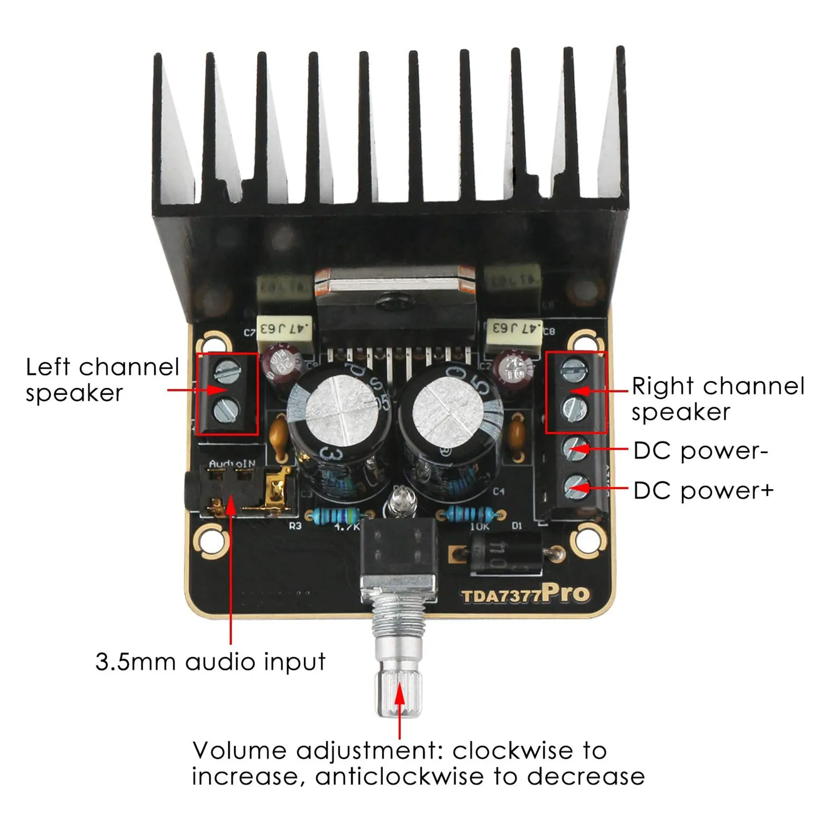A49T Power Amplifier Board,30W+30W Dual Channel 2.0 Audio Amplifier Kit Class AB DC 12V Digital Stereo Amp Module TDA7377
