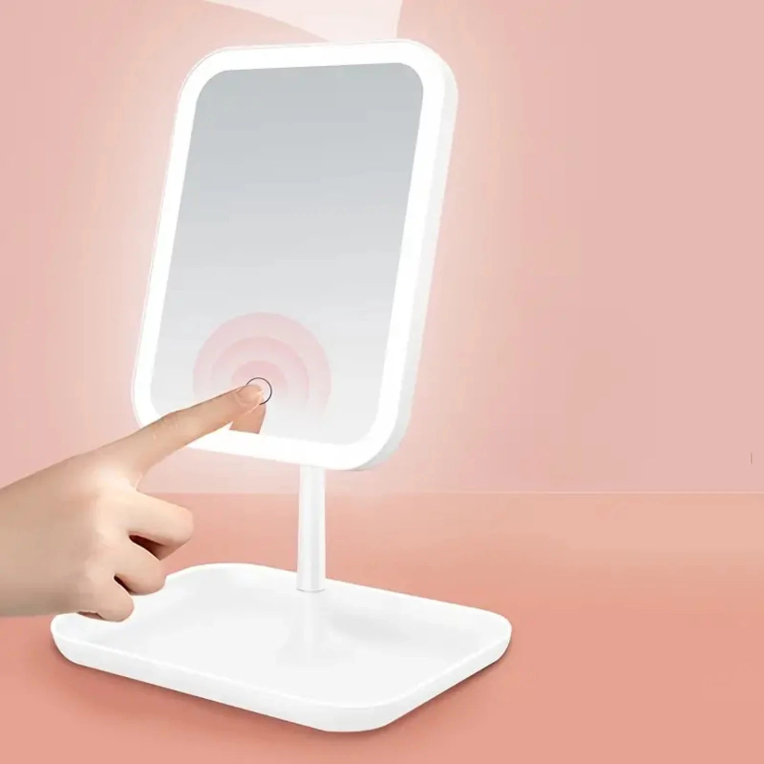 Elegant, Portable USB Charging LED Desktop Makeup Mirror - Versatile Beauty Tool for Women with 3 Color Lighting Modes and Cosme