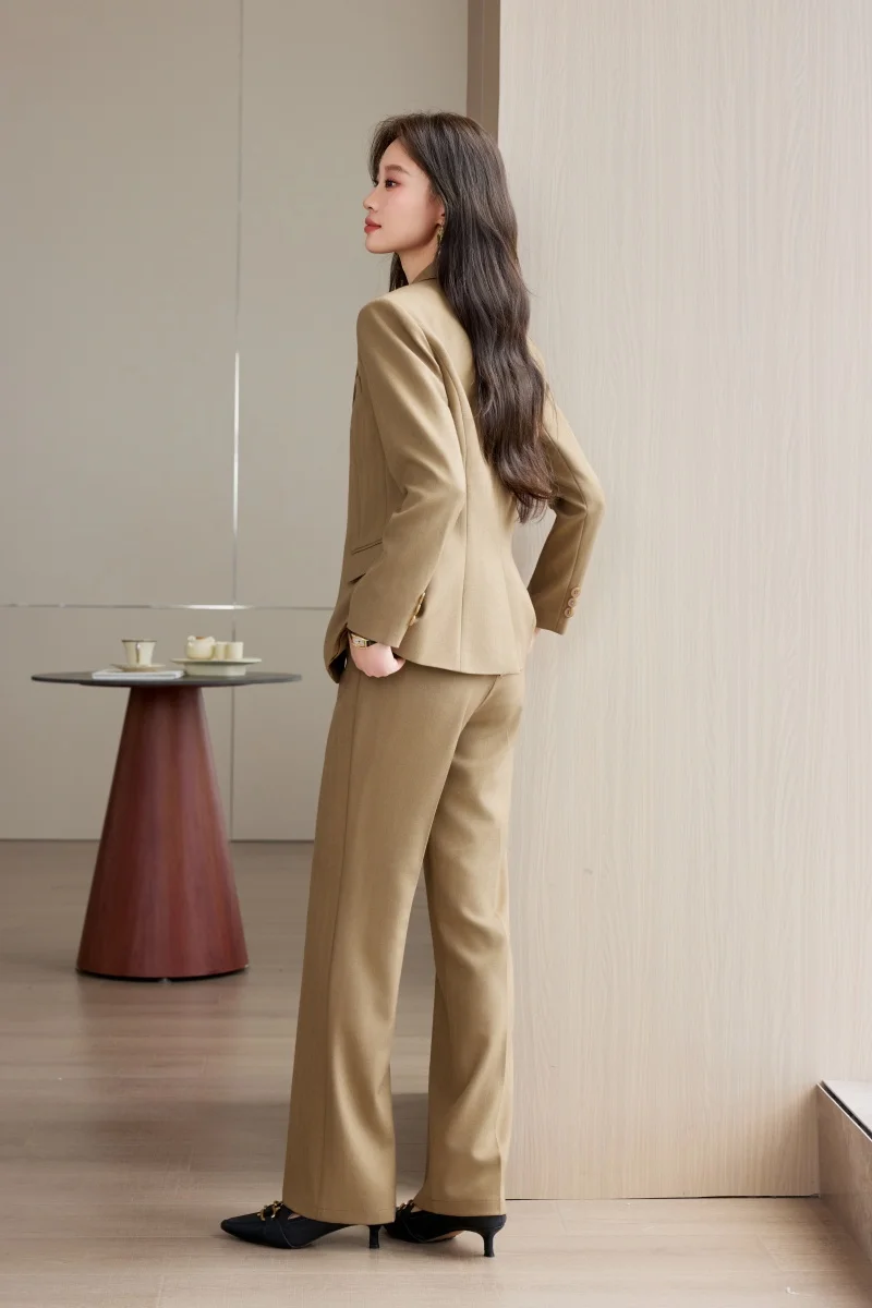 Alyssa Fashionable Business Women's Outfit - Elegant Slim-Fit Suit Set with Pants Stylish Comfortable Workwear for Autumn Winter